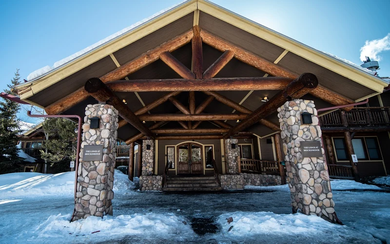 The Lodge at Breckenridge above town on Boreas Pass, three miles from the ski-in ski-out lodging in Breckenridge, Colorado