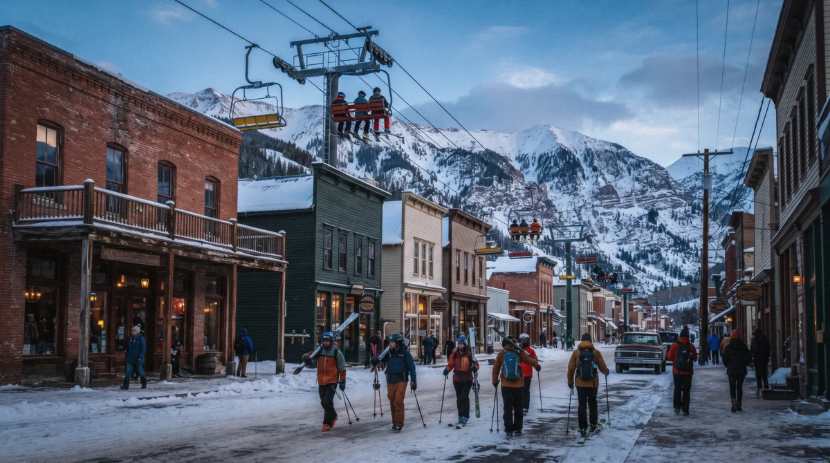 The Town Lift running out of Main Street in Old Town, the reason Park City's historic centre counts as ski-in ski-out